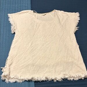 Women's Cream Raw edge Top
